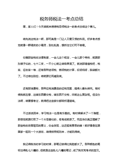 税务师税法一考点总结