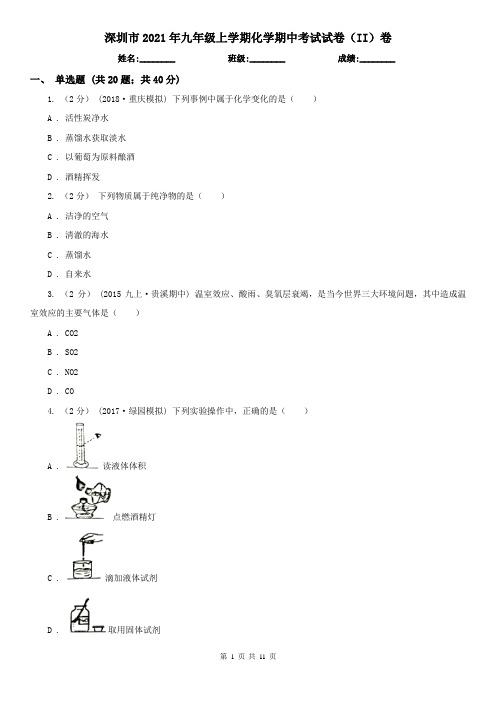 深圳市2021年九年级上学期化学期中考试试卷(II)卷