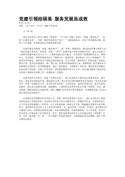 党建引领结硕果 服务发展显成效