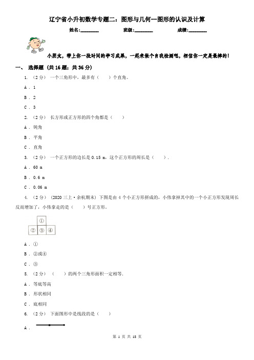 辽宁省小升初数学专题二：图形与几何--图形的认识及计算