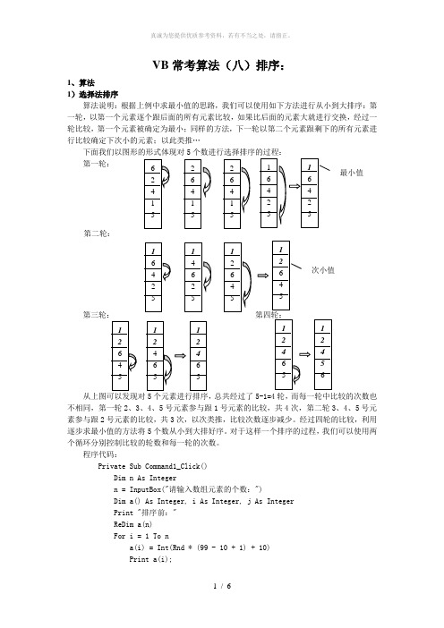 VB常用算法——排序