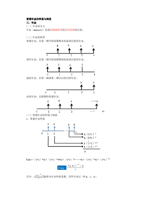 普通年金的终值与现值