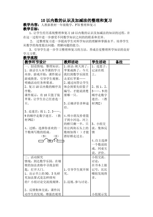 10以内数的认识及加减法的整理和复习