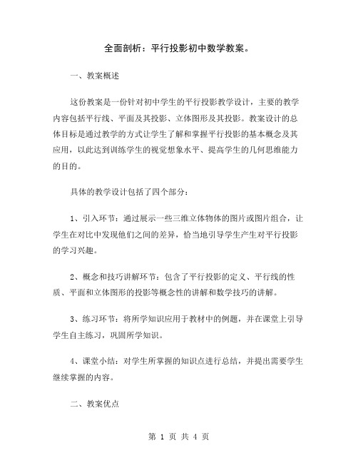 全面剖析：平行投影初中数学教案