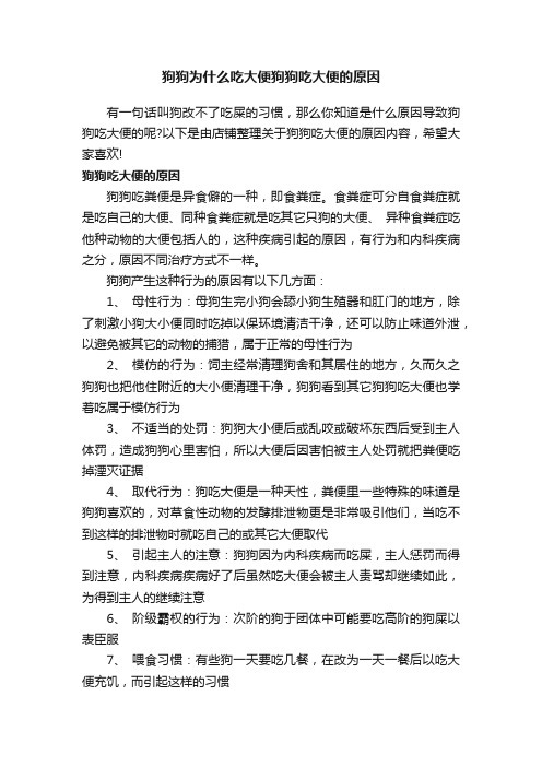 狗狗为什么吃大便狗狗吃大便的原因