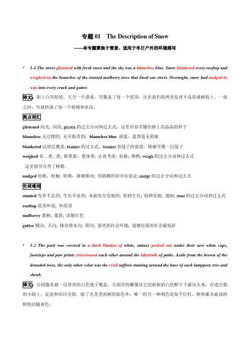 高中英语续写素材-环境描写01 Snow读后续写素材之环境描写