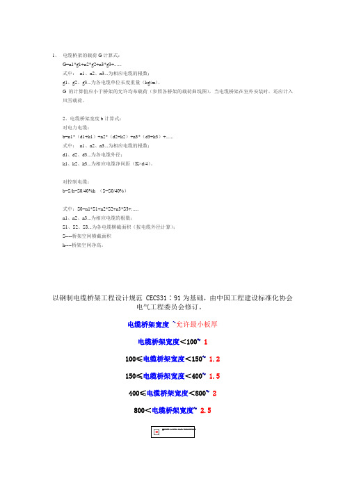 电缆桥架的载荷G计算式