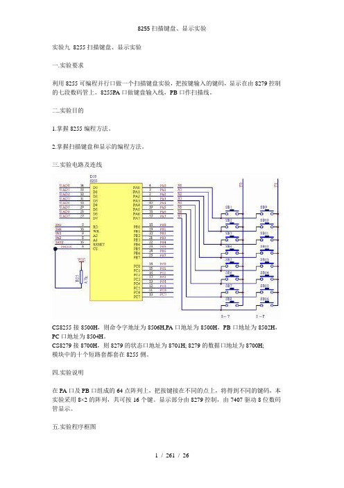 8255扫描键盘显示实验