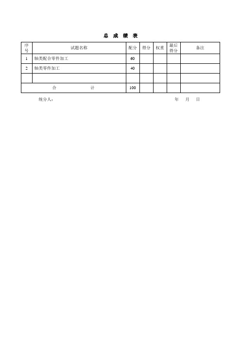 数控车工高级操作技能考核评分记录表