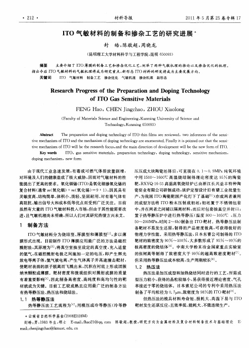 ITO气敏材料的制备和掺杂工艺的研究进展