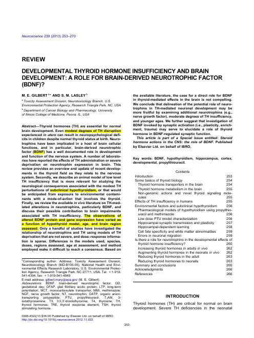 Developmental thyroid hormone insufficiency and brain development- A role for BDNF