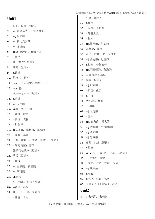 译林牛津英语九年级上9A单词默写