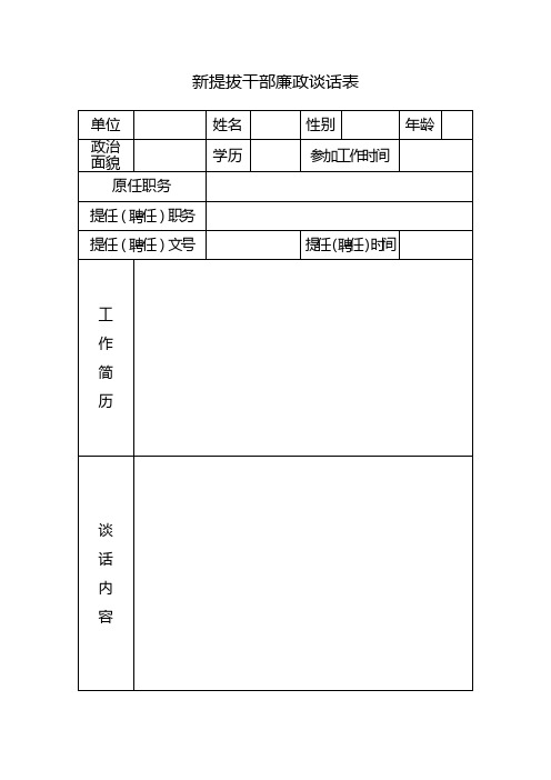 新提拔干部廉政谈话记录表