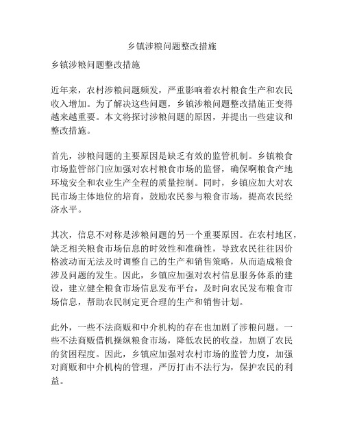 乡镇涉粮问题整改措施