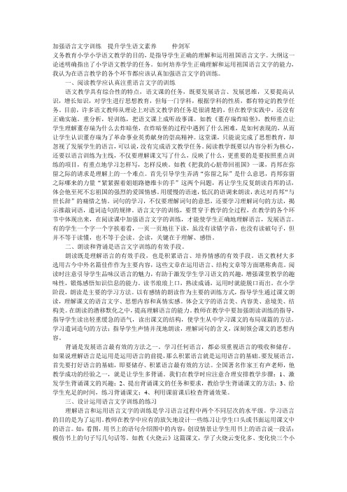 加强语言文字训练  提升学生语文素养