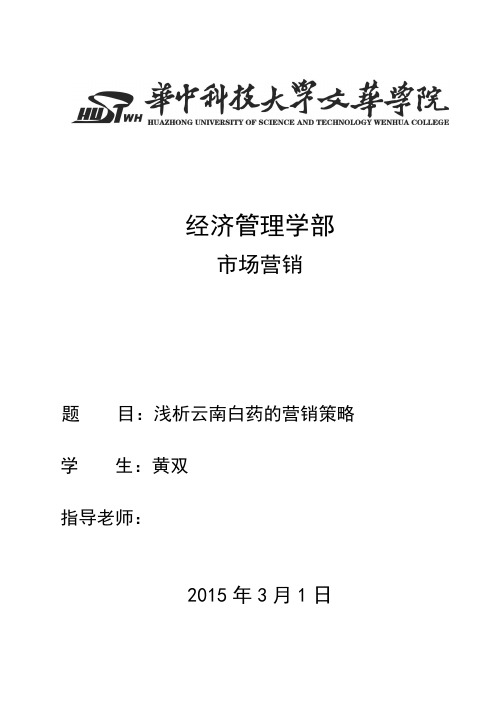 浅析云南白药营销策略解读精品名师资料