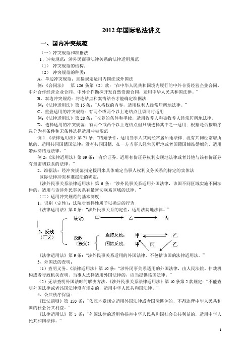 2012年国际私法(司考讲义)