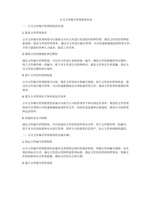 公司文件编号管理制度好处