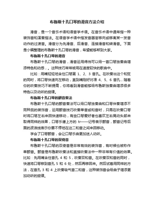 布鲁斯十孔口琴的滑音方法介绍