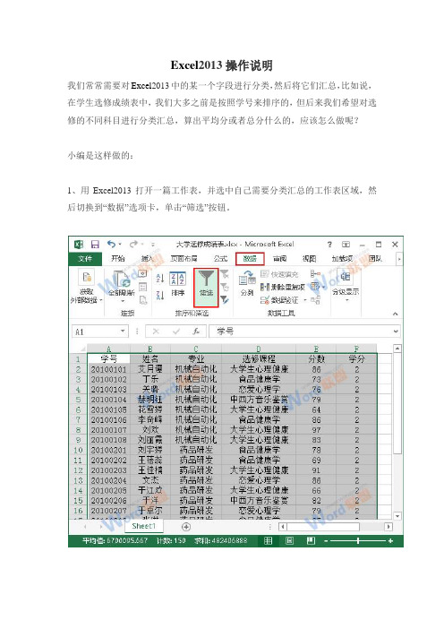 Excel2013操作说明