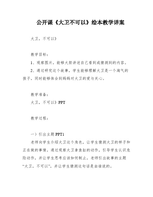 公开课《大卫不可以》绘本教学详案