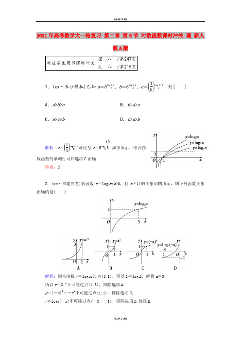 2021年高考数学大一轮复习 第二章 第5节 对数函数课时冲关 理 新人教A版