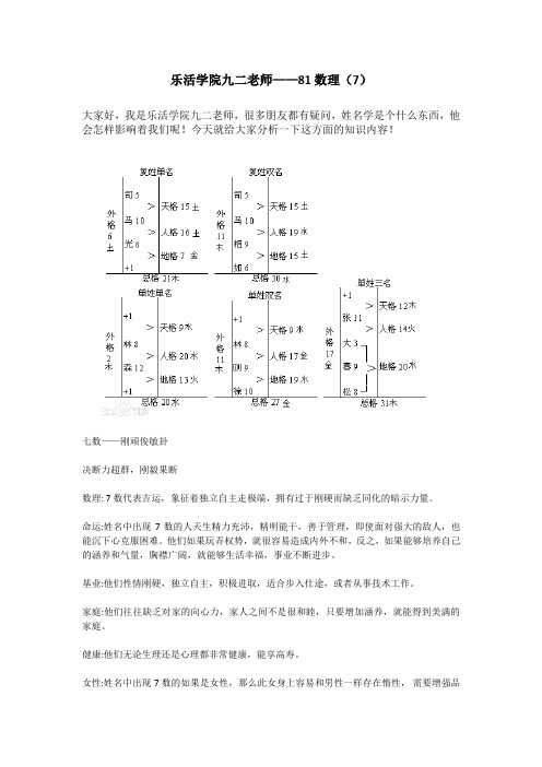 乐活学院九二老师——81数理(7)