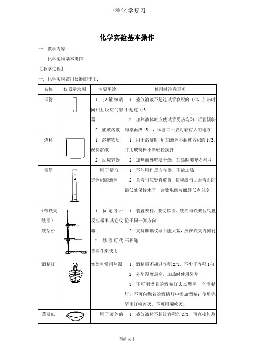 中考化学复习实验专题突破——化学实验基本操作