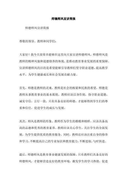 师德师风宣讲简报