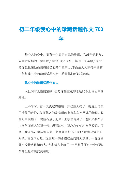 初二年级我心中的珍藏话题作文700字