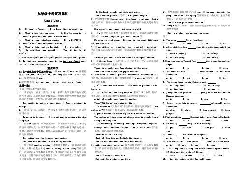 新目标英语人教版九年级中考复习资料