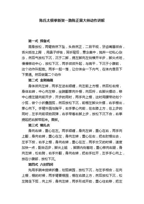 陈氏太极拳新架一路陈正雷大师动作讲解