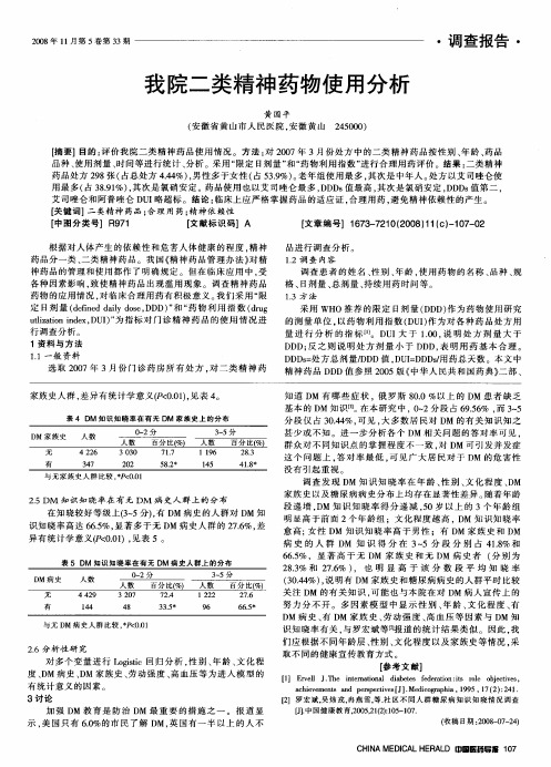 我院二类精神药物使用分析