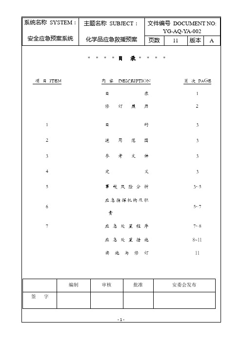 危险化学品应急预案