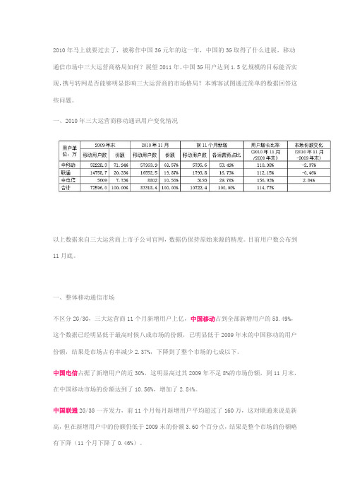 2011年中国移动通信市场全景分析与预测