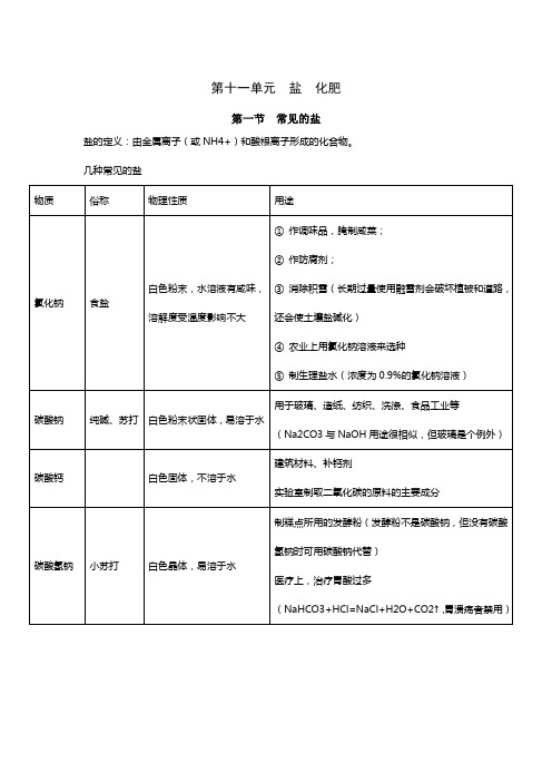 九年级化学第十一章知识点总结知识分享