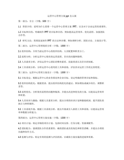 运营中心管理方案ppt怎么做