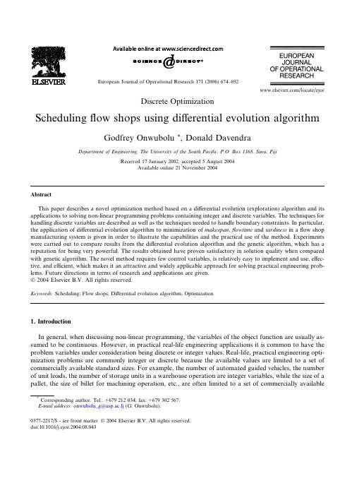 Scheduling flow shops using differential evolution algorithm