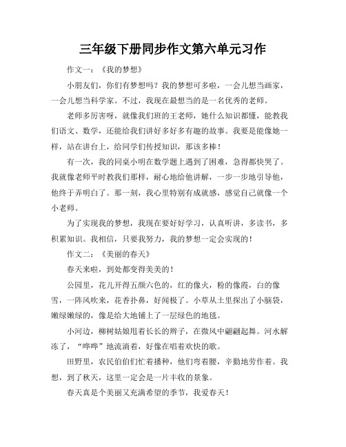 三年级下册同步作文第六单元习作