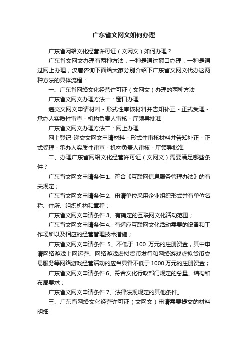 广东省文网文如何办理