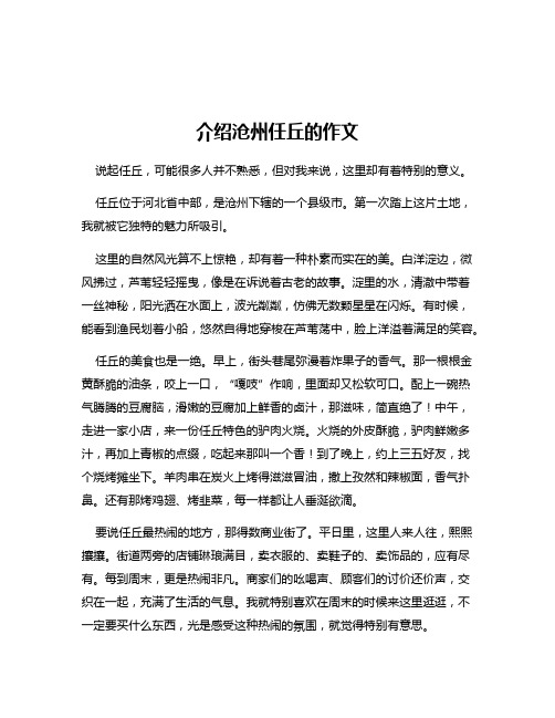 介绍沧州任丘的作文