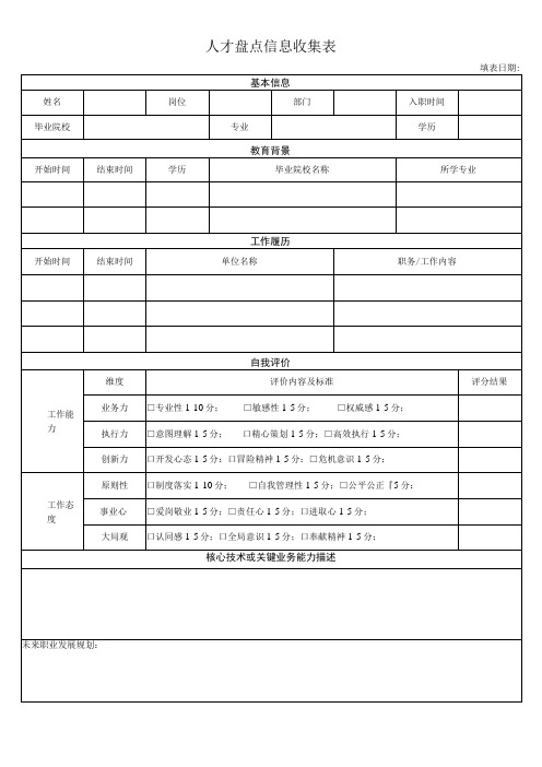 人才盘点表(信息收集)