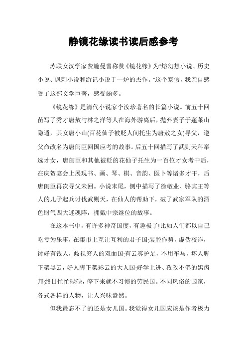 静镜花缘读书读后感参考