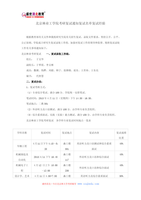 北京林业工学院考研复试通知复试名单复试经验