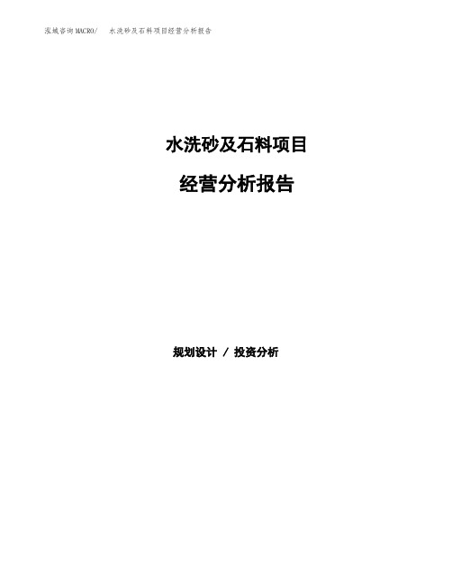 水洗砂及石料项目经营分析报告(项目总结分析)