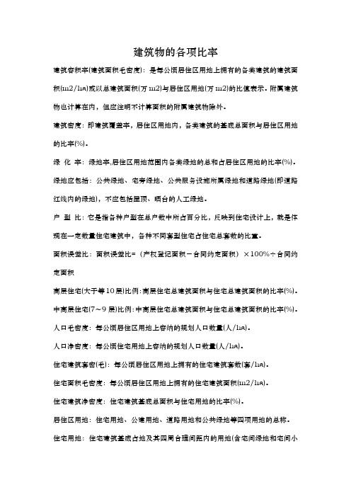 建筑物各项比例