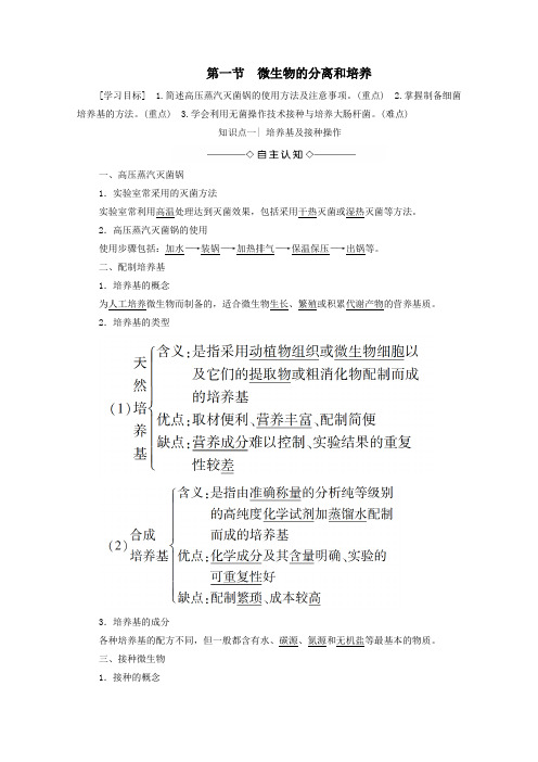 2019_2020学年高中生物第1章无菌操作技术实践第1节微生物的分离和培养学案苏教版选修1