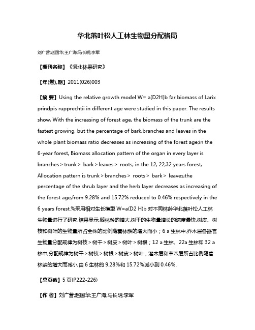 华北落叶松人工林生物量分配格局