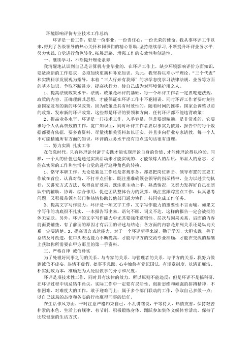 环境影响评价专业技术工作总结