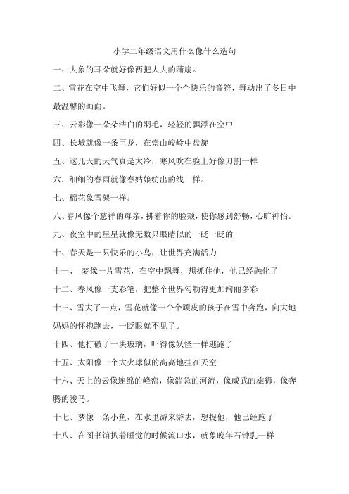 小学二年级语文用什么像什么造句